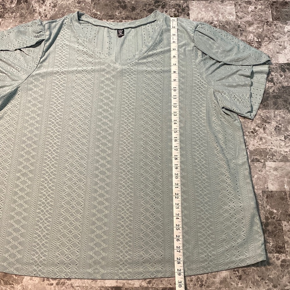 Shein Plus Eyelet Embroidery Petal Sleeve Top - Size 4XL - Picture 7 of 12